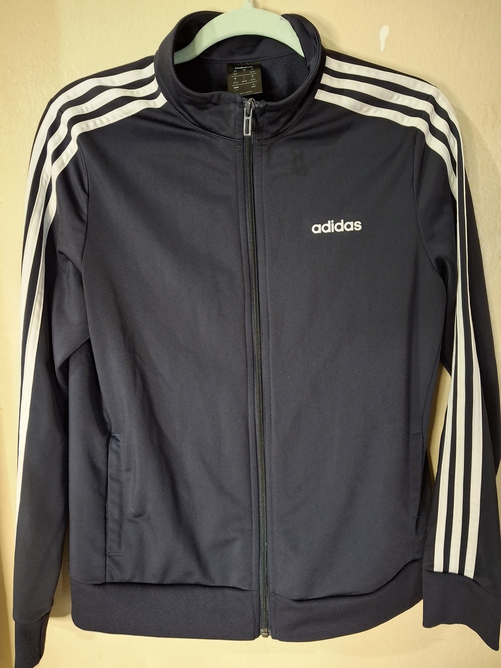 adidas Women’s Navy Track Jacket with White Stripes